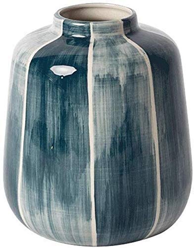 Vase antique en céramique pour fausse fleur bleue et petite plante