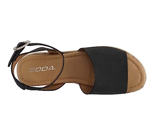 Image of Soda Topic Open Toe Buckle Ankle Strap Espadrilles Flatform Wedge Casual Sandal