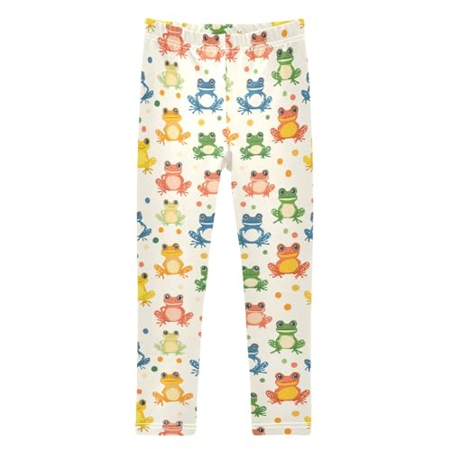 Girls Leggings Soft Toddler Ankle Length Bottoms Cute Frogs Kids Dance Yoga Pants 4-10 Years