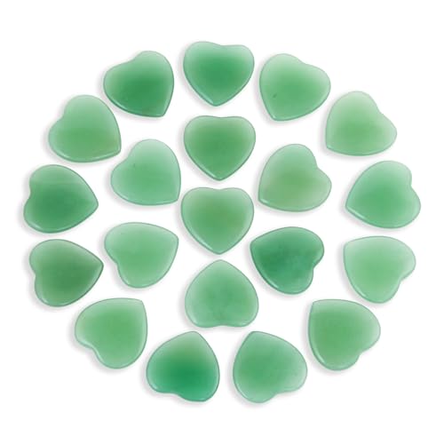 Nvzi Piedras Corazón Cristalinas de Aventurina Verde Natural Pulida y Tumbada,Cristales y Piedras de Curación en Cuarzo a Granel para Wicca,Reiki,Energía de Curación,Piedras de Chakra(20 piezas)