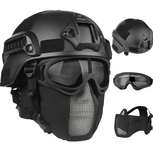 Casque tactique masque lunettes MICH ensemble airsoft