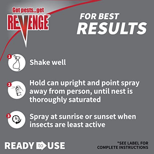 REVENGE Wasp & Hornet Killer Foam, 15 oz Ready-to-Use Aerosol Spray, Kills on Contact Indoors and Outdoors, Reaches High Nests - image 4