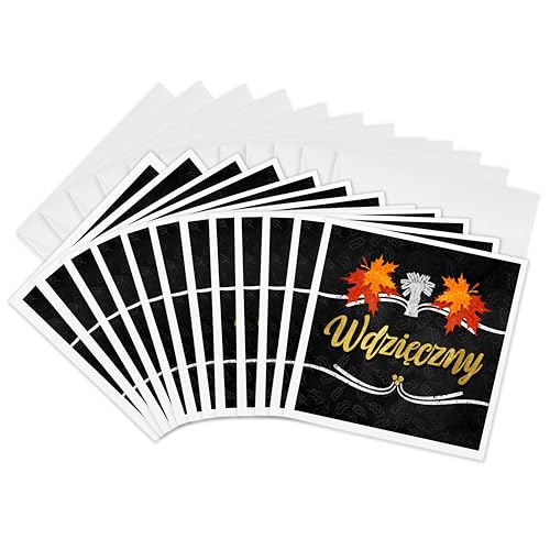 Cartes de vœux polonaises gratitude de 3dRose Gc_290931_2 pour la récolte 15x15 cm lot de 12