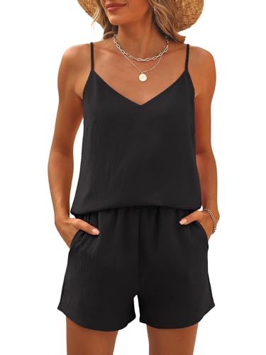Caracilia Womens 2 Piece Lounge Sets Summer Outfits V Neck Tank Top Short Matching Set Casual Travel...