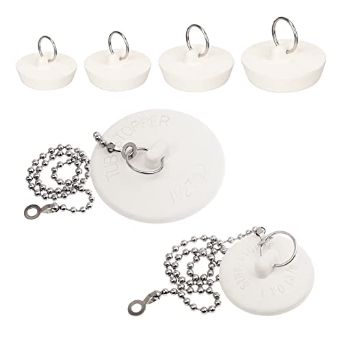 Tapones de bañera goma con cadena acero inoxidable, 6 tamaños