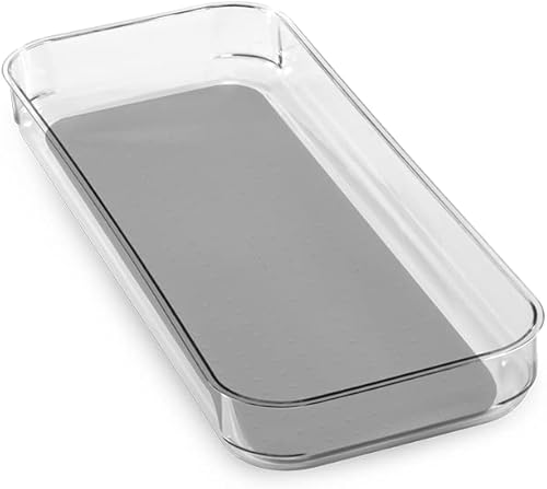 Miniatura 1 de madesmart Papelera antimicrobiana transparente de agarre suave de 16 x 6 pulgadas, 16.0 in x 6.0 in, gris claro