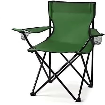 Efforias Camping Chair Lightweight Folding Cup Holder Carry Bag 100kg Capacity (Pack of 1, Green)