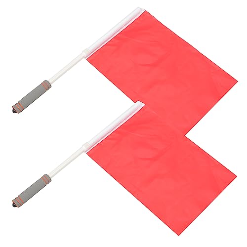 Toddmomy 2pcs Handheld Referee Commanding Flags Bright Red Signal Flags for Sports Racing and Outdoor Events and for Traffic and Game Use