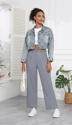 Hody Lovy Women Business Dress Pants Casual Slacks High Waisted Work Pants Wide Leg Palazzo Trousers4