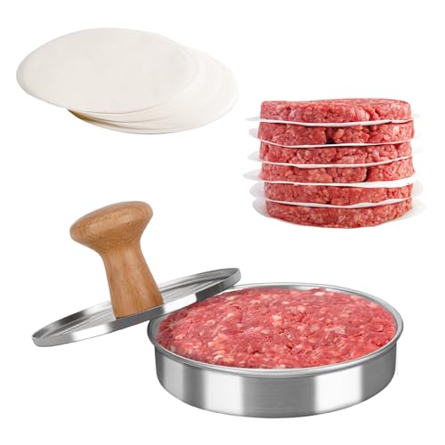 Cook Guy Stainless Steel Burger Press Patty Maker – Non-Stick Hamburger Press for Grilling, BBQs, and Cooking – Perfect for Flattening Patties and Searing Juicy Burgers