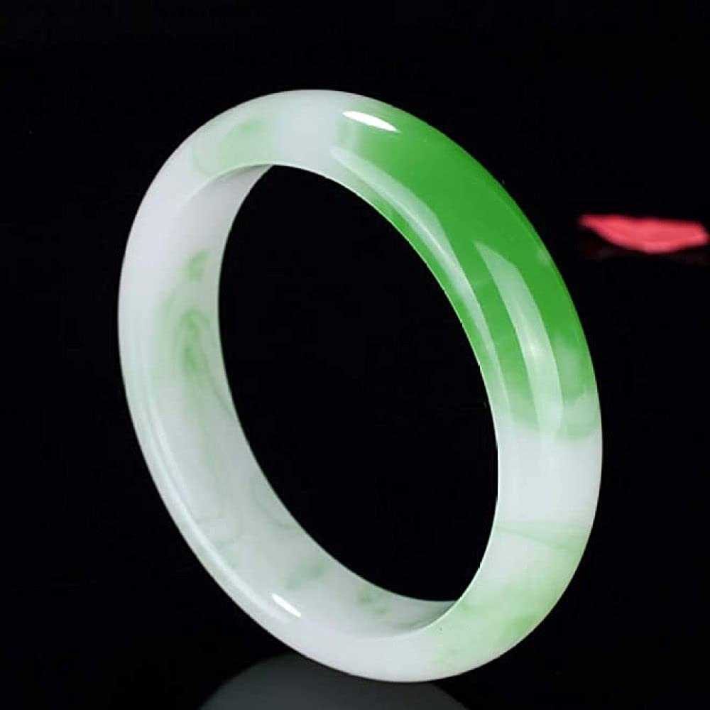Braccialetti di Giada da Donna, Braccialetti di Giada con Fiori galleggianti Verde Chiaro, Braccialetti di Giada in Stile Cinese, Porta Fortuna, Gioielli Cinesi Feng Shui, 56-62 mm, 60 mm(56mm