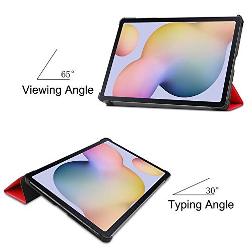 Image of Premium Shock Proof Stand Folio Multi Viewing Angles Hard PC Clear Back Case Cover Compatible with Samsung Galaxy Tab S8 /S7 11 inch Tablet (Red)