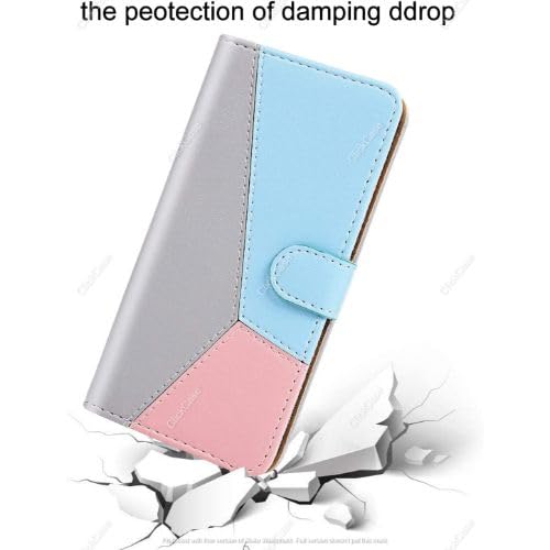 Image of ClickCase for Motorola Moto G05 Pastel Series Faux Leather Magnetic Card Holder Wallet Kickstand Case Flip Cover for Motorola Moto G05 (Soft Tricolor)