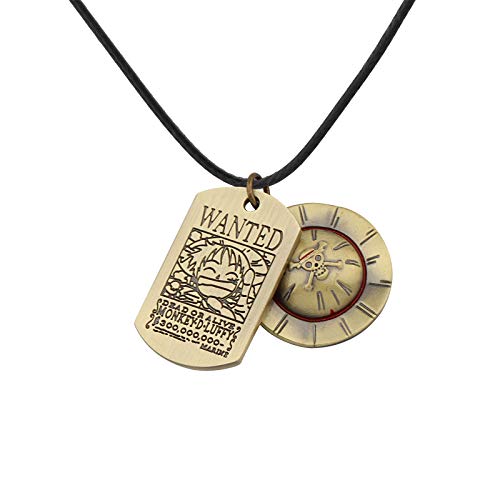 FAADBUK Anime One Piece Jewelry One Piece Luffy Bronze Straw Hat Necklace One Piece Luffy Bronze Straw Hat Keychain One Piece Fans Gift (Luffy Hat Black Rope)