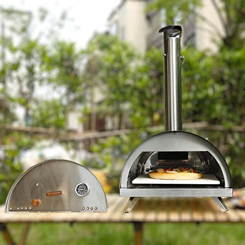Vintage Gourmet Table Top Portable Outdoor Pizza Oven Premium Stainless Steel Wood Charcoal Fired...