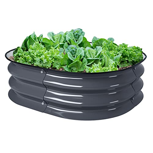 Vegega. 2Ft X 2Ft X 0.66Ft Round Raised Garden Bed Kit, Large Zinc-Aluminum-Magnesium Stainless Steel Metal Planter Box, For Planting Outdoor Plants Vegetables, Grey #TOP21