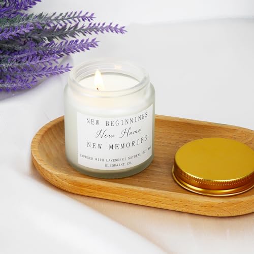 Ronoza Einzugsgeschenke Wohnung, Einweihungsgeschenk Duftkerze im Glas, Einweihungsgeschenk Haus, Geschenk zum Einzug, Einweihungsgeschenk Wohnung, Neues Zuhause Geschenk (Lavendel)