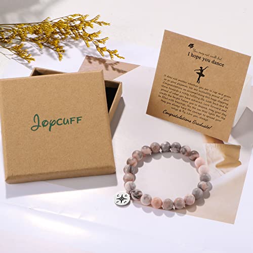 Joycuff Dancer Gifts Inspirational Bracelets For Graduates Beaded Bracelets Compass Class Of 2023 Dance Graduation Gifts Unique Stretch Bead Stone Jewelry Pink #TOP6