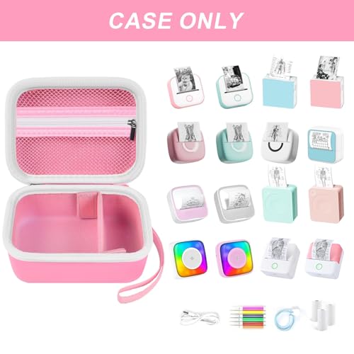 Image of ANKHOH Label Maker Case for Memoking T02 / for Phomemo M02 / M02S / M02 Pro / Q30S / for Nelko PM230 / for Anycash /for Ponek Mini Pocket Printer, Portable Sticker Paper Storage Holder - Box Only (Pink)
