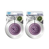 Kitchen Sink Strainer 2 Pack - (Purple) Stainless Steel Rim & Silicone Body - Pull tab to invert strainer for easy cleaning