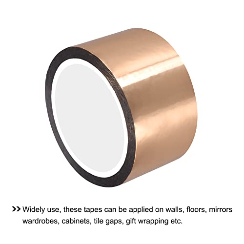 Image of MECCANIXITY Metalized Polyester Film Tape,2.15inch x 54.6yds. Adhesive Mirror Finish Decor Tape for Detailing Accent Wall,Wardrobe Crafts Tape 50m x 55mm,Rose Gold Tone