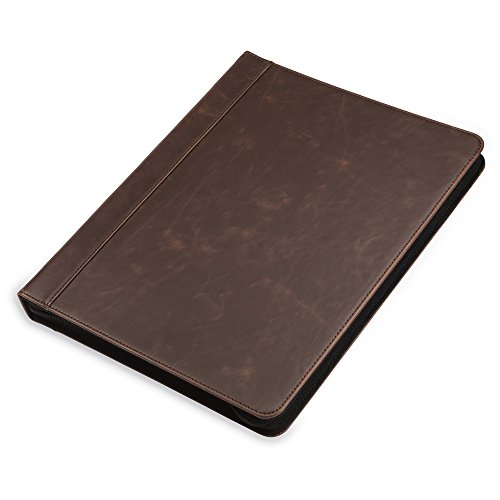 Samsill Vintage Hardback 3 Ring Zipper Binder, Professional Binder Organizer, Planner Binder, 1 Inch 3 Ring Leather Binder With Zipper, Letter Size 8.5 X 11, Faux Brown Leather #TOP2