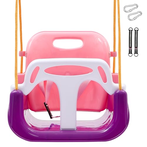 Image of RedSwing 3-in-1 Baby Swing Seat, Toddler Swings, Anti-Flip Snug & Secure Detachable Infants to Teens Kids Swing Seat for Outside Playground, Purple Pink White