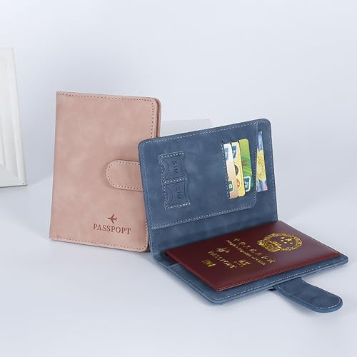 Image of House of Quirk Passport Holder Cover, PU Leather Passport Cover Case Organiser with Wallet for Credit Card, Money, Business Cards, Passport for Women Men (Blue)