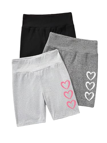 SHENHE Girl's 3 Pack Biker Shorts High Waist Athletic Workout Sports Runng Yoga Shorts Leggings