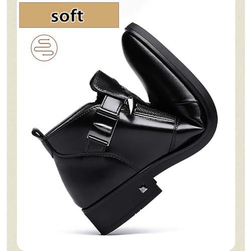 Men's Autumn Winter New Business High-Top Warm Cotton Leather Shoes Side Zip Comfortable Fit for Office Occasions, Dressy Casual Shoes for Gentlemen3