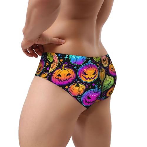 Halloween Pumpkin Orange Black Stripes Men's Briefs Triangle Underwear Comfortable Breathable Man Panties3