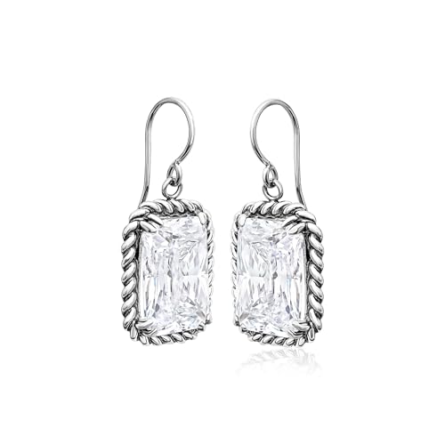 JEAN RACHEL JEWELRY 925 Sterling Silver Dangle Earrings for Women - Rope with Octagon Cubic Zirconia Vintage Design - Hypoallergenic, Lead & Nickel Free Jewelry - Artisan Handcrafted Statement Earrings3