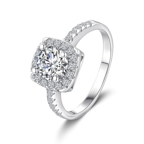 KnSam Anillo de compromiso de platino PT950 para parejas con moissanita, anillo solitario de platino, talla 62 (19,7)