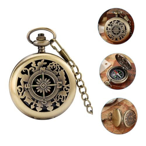 Brújula de bolsillo vintage de metal para senderismo miniatura 6