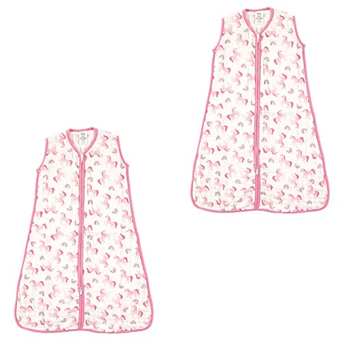 Luvable Friends Unisex Baby Safe Wearable Sleeping Bag/Sack/Blanket, Unicorns Muslin 2-Pack, 12-18 Months