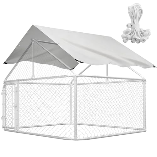 Chicken Coop Cover Waterproof, 11.7 * 6.7ft 420D Durable Oxford Fabric, Sunshade Water-Resistant Tarp for Walk-in Chicken Run Pen with Ball Bungees Cords, 1pc