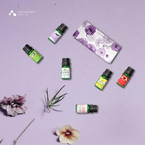 Essential Oils Set, Fragrance Oil for Humidifiers, ASAKUKI Floral Essential Oils for diffusers for Home, Diffuser Oils with Lavender Ylang Ylang Rose Jasmine Cherry Blossom Gardenia - 6*10mL