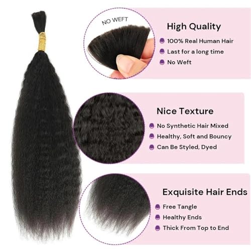 Trenzado de cabello de humano premium, extensiones bulk sin trama de 22 pulgadas y 50g 2