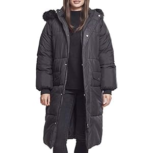 Urban Classics Ladies Oversized Faux Fur Puffer Coat Winterjas zwart Basics
