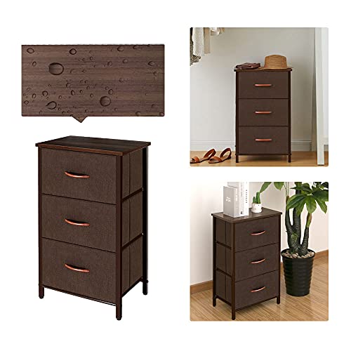AZL1 Life Concept 3 Drawers Fabric Dresser Storage Tower, Organizer Unit for Bedroom, Closet, Entryway, Hallway - Coffee
