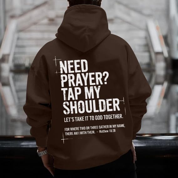 Christian Hoodie for Men Let's Pray Cross Sweatshirt Jesus God Sweatshirts Bible Verse Inspirational Pullover Tops