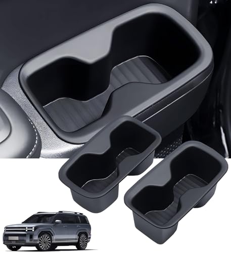 Image of 2PCS Rear Door Side Cup Holder Insert for Hyundai Santa Fe 6 /7 Seat 2026 2025 2024, Interior Accessories TPE Cup Holder for Hyundai Santa Fe 2024-2026, Black