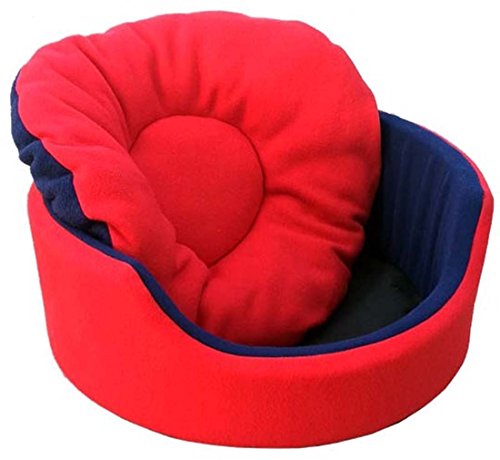 Image of Fluffy's Polyester Luxurious Both Side Soft Dog /Cat Bed (Red, Small)