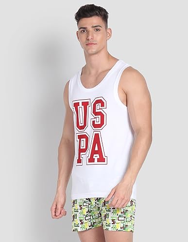 Image of U.S. Polo ASSN. Men's IYBD Brand Print Cotton Vest - Pack of 1