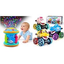 Tsomtto Press and Go Light Up Animal Cars & Musical Light Up Toys for Baby and Toddlers