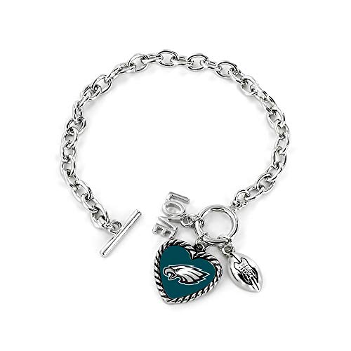 Aminco NFL Philadelphia Eagles Charmed Sport Love Bracelet, 4 (NFL-BC-1099-24)