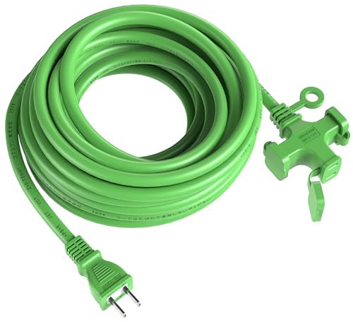 Amazon.co.jp: 延長コード 10m 3個口 グリーン キャップ付き 防塵