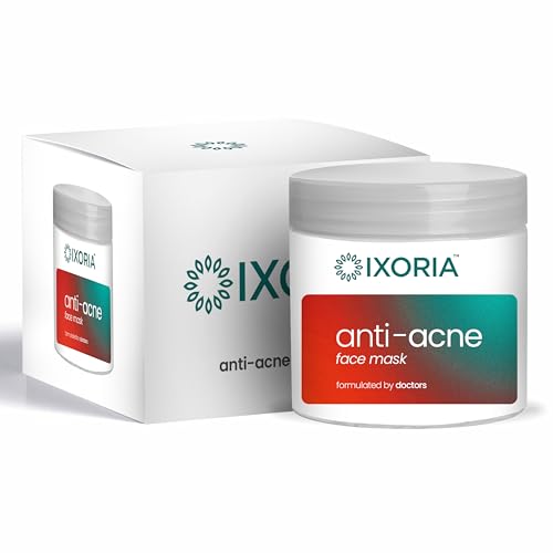 Image of Ixoria Anti Acne Face Mask for Pimples | Ayurvedic Herbal Face Pack for Oily & Acne-Prone Skin | Oil Control | Paraben & Sulphate Free | Men & Women | 100g