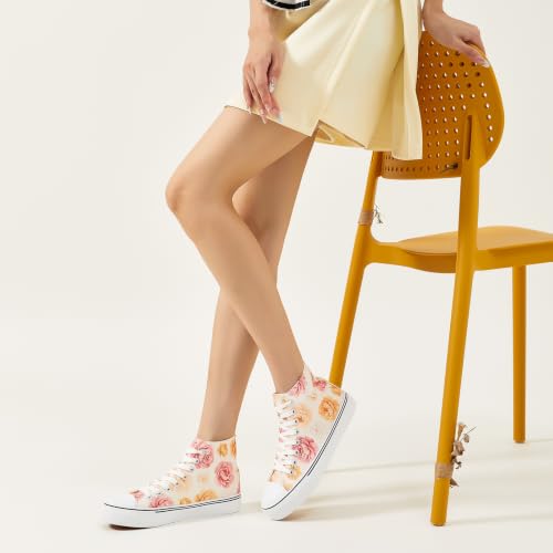Image of yageyan Womens High Top Canvas Sneakers Fashion White Shoes for Women