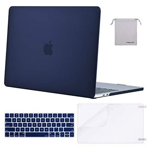 MOSISO Plastic Hard Shell & Keyboard Cover & Screen Protector & Storage Bag Compatible Newest MacBook Pro 15 Inch, Pure Blue